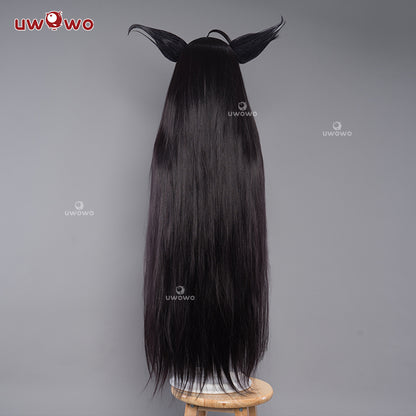 【Pre-sale】Uwowo Game Azur Lane IJN Musashi Kimono Fox Cosplay Wig With Ears Dark Purple Hair - Uwowo Cosplay
