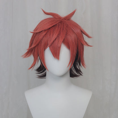 Uwowo Twisted-Wonderland Ace Trappola Cosplay Wig Heartslabyul 30cm Brown Red Black Short Hair - Uwowo Cosplay