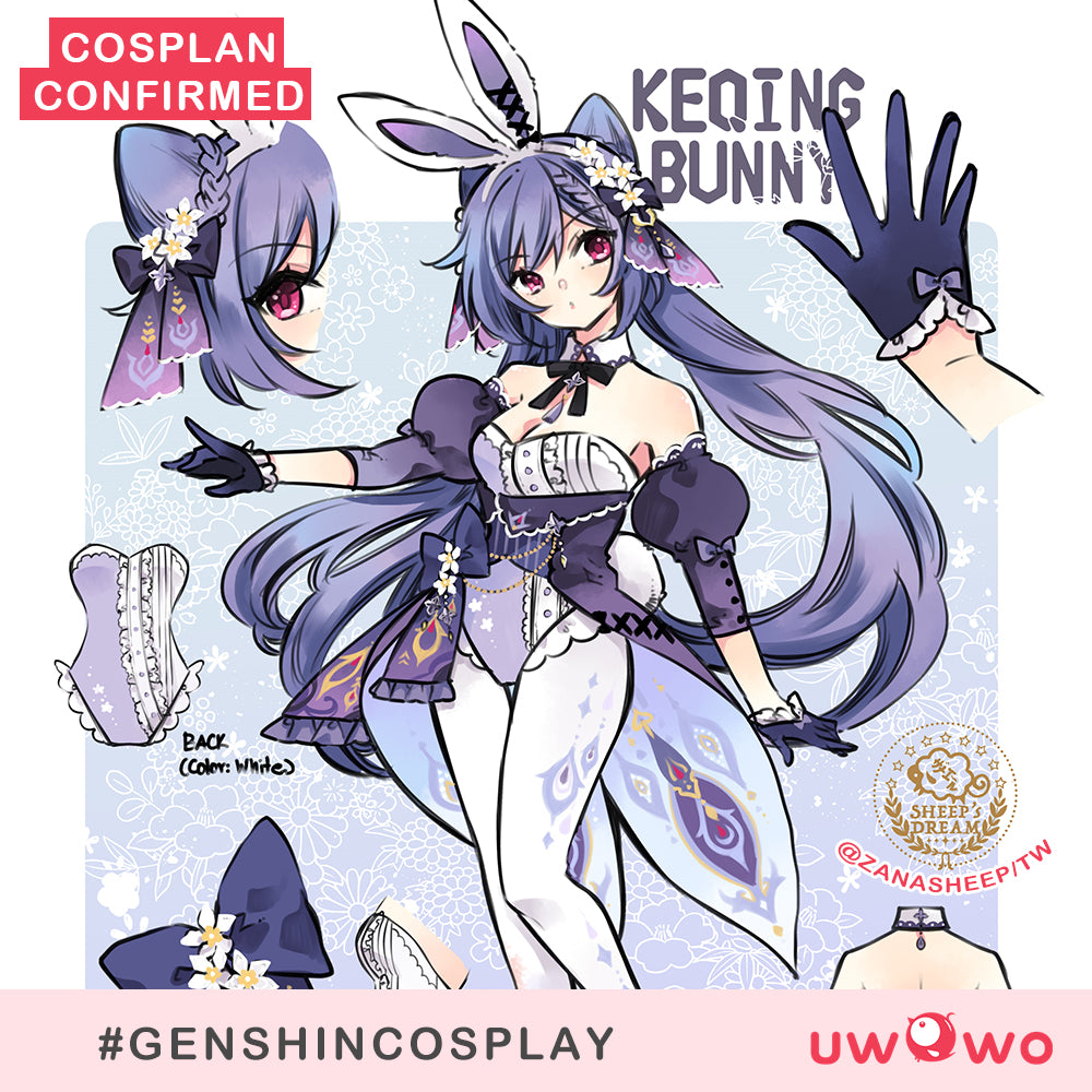 【In Stock】Exclusive Uwowo Genshin Impact Fanart Keqing Bunny Suit Cute Cosplay Costume