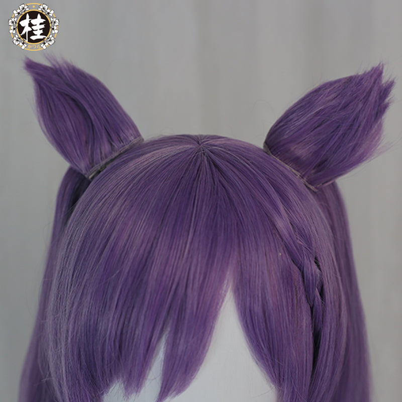 Uwowo Game Genshin Impact Keqing Driving Thunder Cosplay Wig Yuheng of the Liyue Qixing 80cm Purple Gray Gradient Twin tail Hair - Uwowo Cosplay