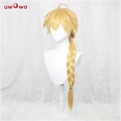 Uwowo Genshin Impact Male Traveler Cosplay Wig 90cm Gold Braided Hair Aether/Sora/Gong/空 - Uwowo Cosplay