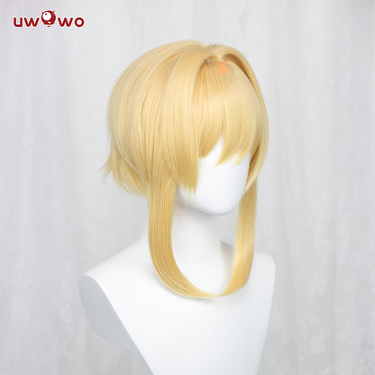 Uwowo Genshin Impact Female Traveler Cosplay Wig 35cm Gold Short Hair Lumine/Hotaru/Hyeong/荧 - Uwowo Cosplay