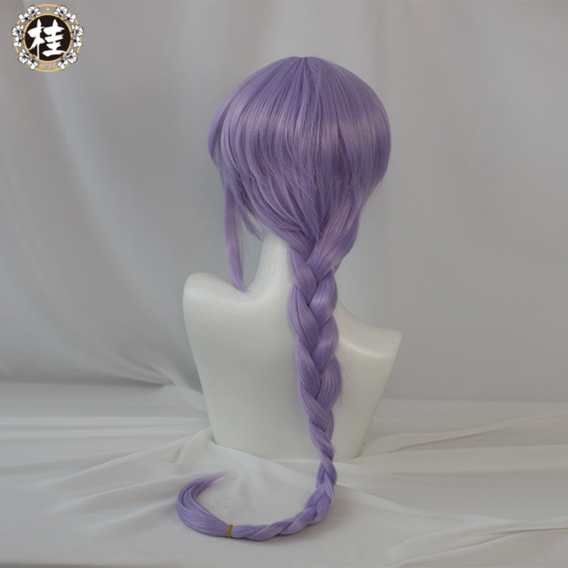 Uwowo Game Genshin Impact Qiqi Pharmacist Cosplay Wig Icy Resurrection 85cm Light Purple Braided Hair - Uwowo Cosplay