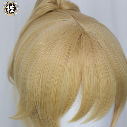 Uwowo Game Genshin Impact Jean The rigorous Dandelion Knight 40CM Gold Short Hair Ponytail Cosplay Wig - Uwowo Cosplay