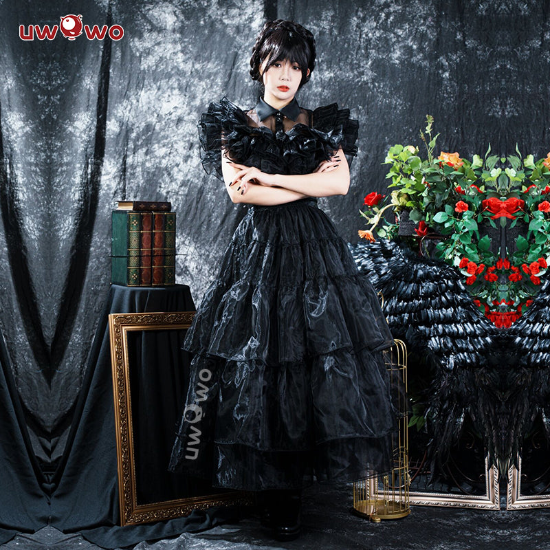 【Confirmed】Uwowo Wednesday Addams Rave‘N Dance Black Gothic Prom Dress Cosplay Costume - Uwowo Cosplay