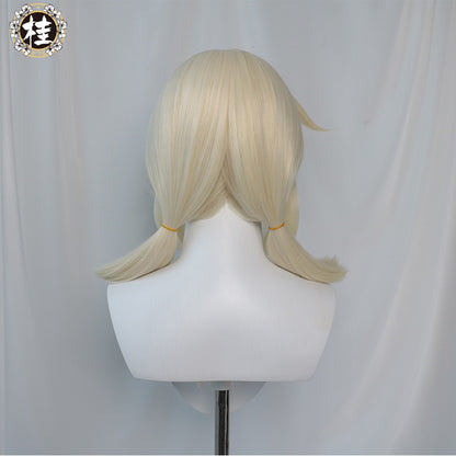 Uwowo Game Genshin Impact Klee Fleeing Sunlight Cosplay Wig Spark Knight Red Burny Girl 40cm Cream gold Twin tail Hair - Uwowo Cosplay