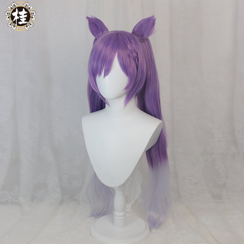 Uwowo Game Genshin Impact Keqing Driving Thunder Cosplay Wig Yuheng of the Liyue Qixing 80cm Purple Gray Gradient Twin tail Hair - Uwowo Cosplay