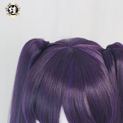 【Pre-sale】Uwowo Game Genshin Impact Mona Megistus Cosplay Wig Astral Reflection 90cm Purple Twin Tail Wig - Uwowo Cosplay