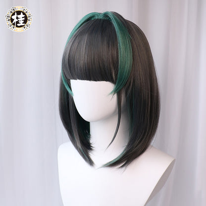Uwowo Game Azur Lane Royal Navy HMS Cheshire Cosplay Wig 35CM Gray and Green Wig - Uwowo Cosplay