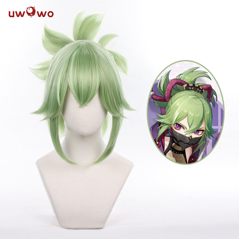 Uwowo Genshin Impact Cosplay Kuki Shinobu Cosplay Wig Short Light Green Kuki Shinobu Hair - Uwowo Cosplay