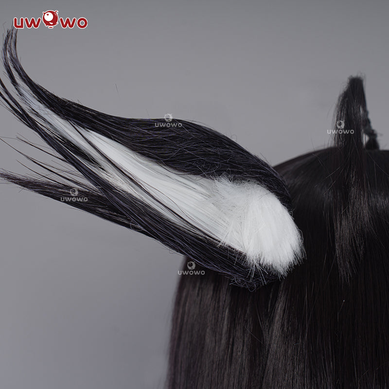【Pre-sale】Uwowo Game Azur Lane IJN Musashi Kimono Fox Cosplay Wig With Ears Dark Purple Hair - Uwowo Cosplay