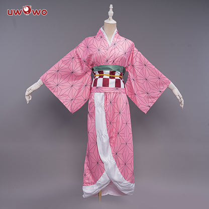 【Adult Size In Stock】Uwowo Demon Slayer: Kimetsu no Yaiba Nezuko Kamado Cosplay Kids Cosplay Cute Kimono Dress - Uwowo Cosplay