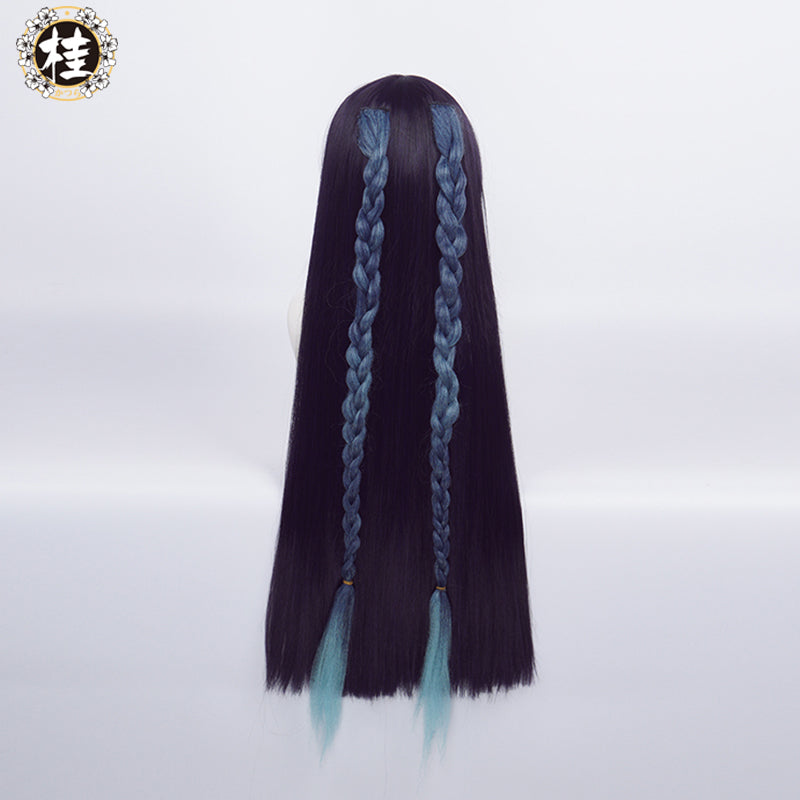 Uwowo Game Genshin Impact Liyue Geo Yunjin Cosplay Yun jin Wig 80cm Dark blue purple Hair - Uwowo Cosplay