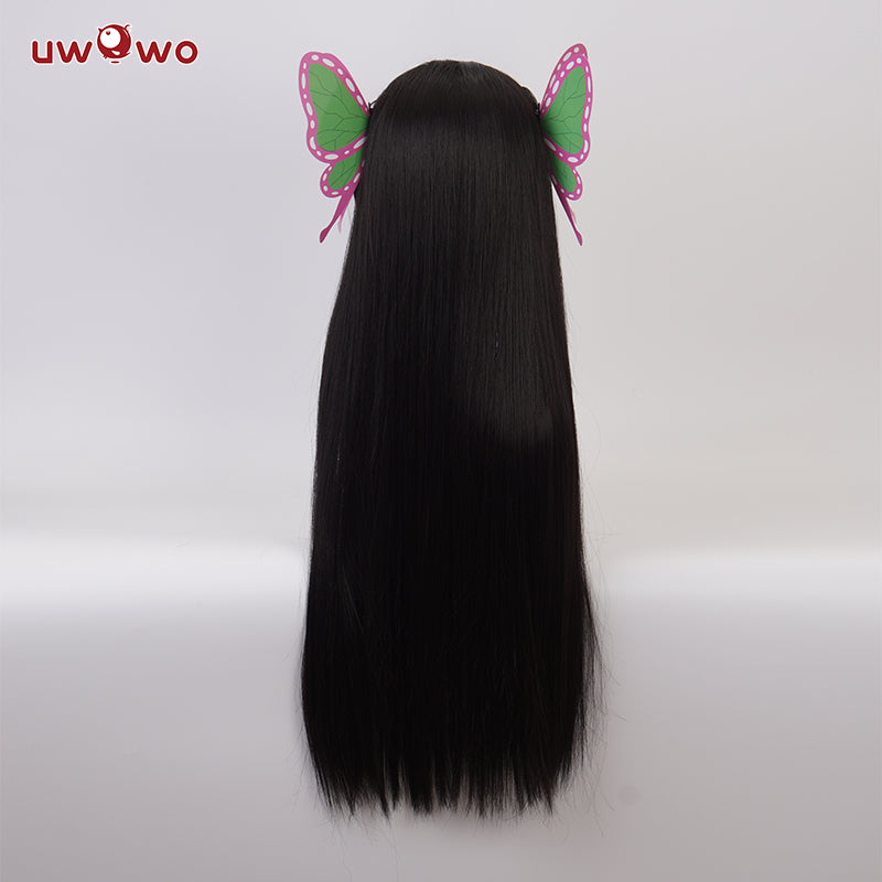 Uwowo Demon Slayer: Kimetsu no Yaiba Kochou Kanae Cosplay Wig 80cm Long Black Hair with Butterfly Accessories - Uwowo Cosplay