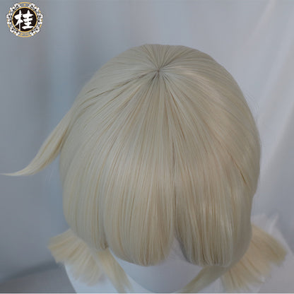 Uwowo Game Genshin Impact Klee Fleeing Sunlight Cosplay Wig Spark Knight Red Burny Girl 40cm Cream gold Twin tail Hair - Uwowo Cosplay