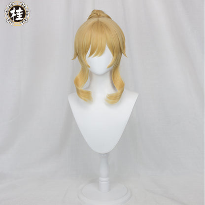 Uwowo Game Genshin Impact Jean The rigorous Dandelion Knight 40CM Gold Short Hair Ponytail Cosplay Wig - Uwowo Cosplay