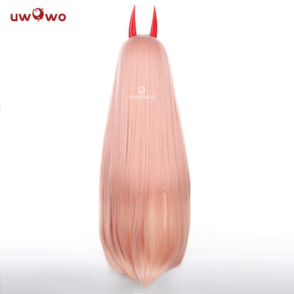 【Pre-sale】Uwowo Anime Chainsaw Man Wig Power Cosplay Wig Light Orange Long Hair Power Wig With Horns - Uwowo Cosplay