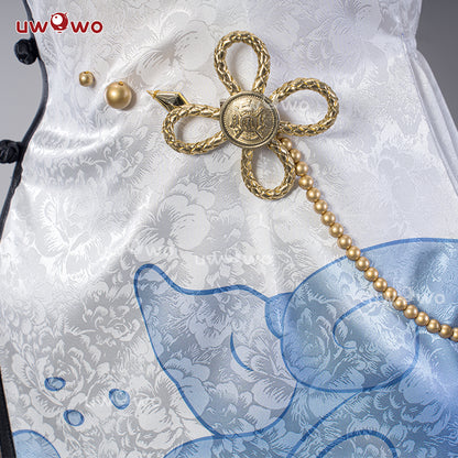 INSTOCK Uwowo Genshin Impact Fanart: Ganyu Qipao Chinese Dress Cosplay Costumes S-3XL