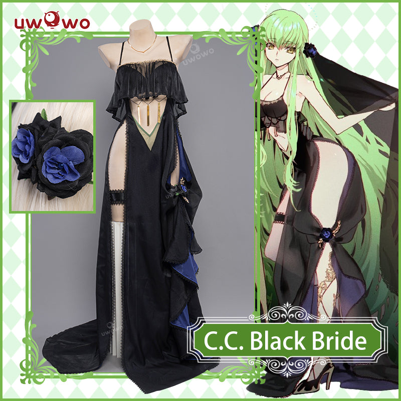 【In Stock】Exclusive Uwowo Anime Code Geass Fanart: C.C. Black Bride Wedding Dress Cosplay Costume - Uwowo Cosplay