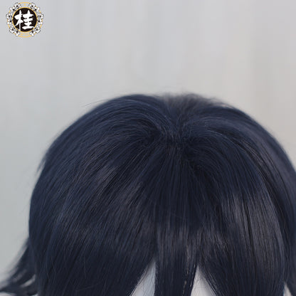 Uwowo Game Genshin Impact Venti Windborne Bard Cosplay Wig Tone-Deaf Bard 50cm Dark blue light blue Gradient Short Hair - Uwowo Cosplay