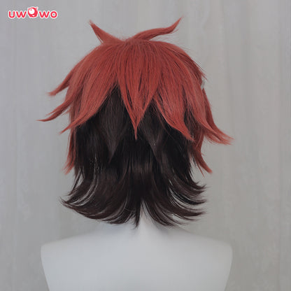 Uwowo Twisted-Wonderland Ace Trappola Cosplay Wig Heartslabyul 30cm Brown Red Black Short Hair - Uwowo Cosplay
