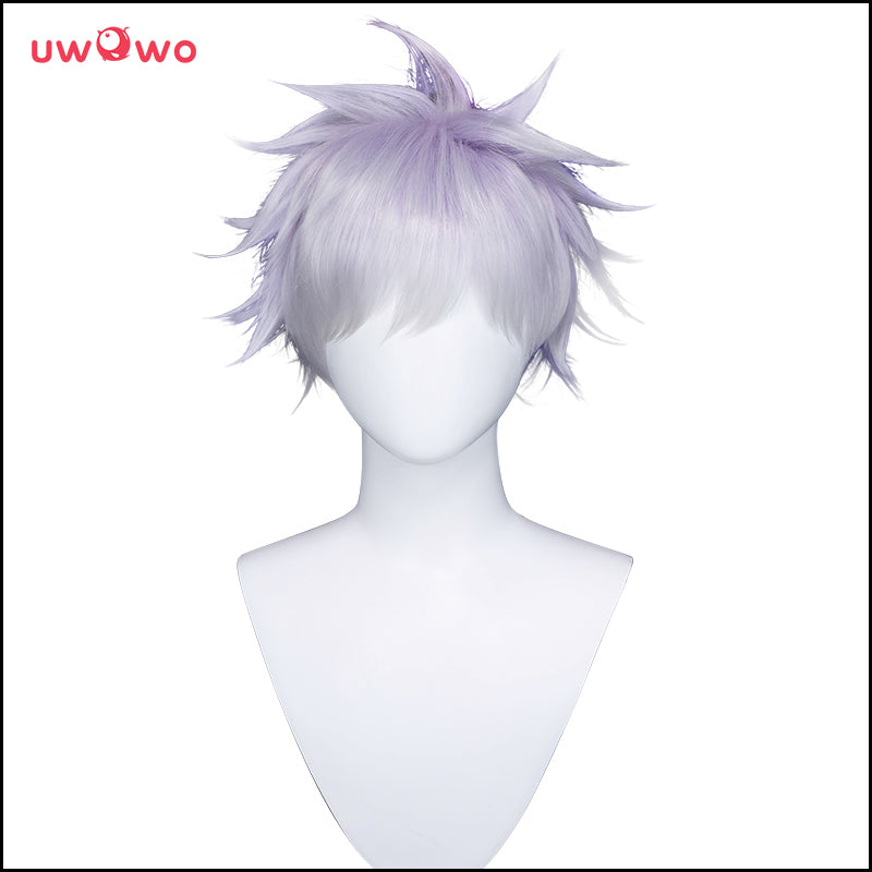 Uwowo Anime Jujutsu Kaisen Satoru Gojo Cosplay Wig 28CM Light purple white Gradient Short Hair - Uwowo Cosplay