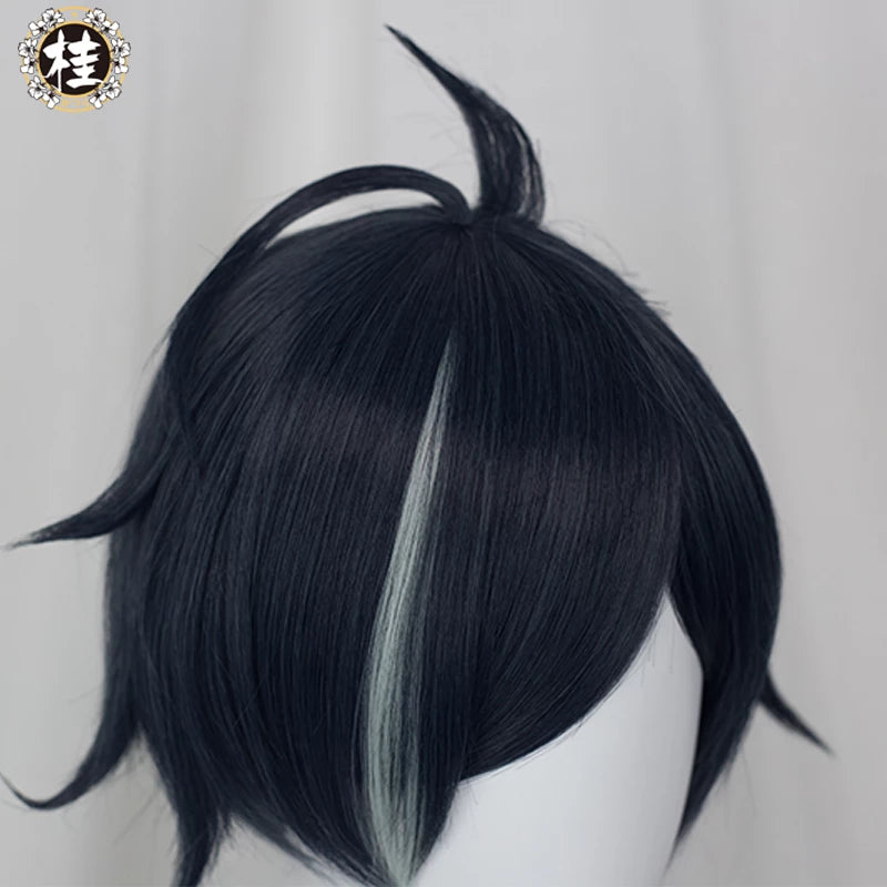 UWOWO Game Genshin Impact Kaeya Cosplay Wig 80cm Dark Blue Highlights Long Hair Heat Resistant Cosplay Wig - Uwowo Cosplay