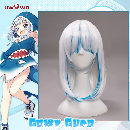 【Pre-sale】Uwowo Cosplay Gawr Gura Cosplay Wig Shark GAWRGURA 40cm White Blue Gradient Wig - Uwowo Cosplay