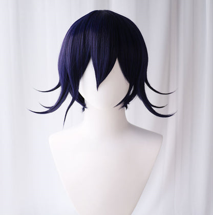 Uwowo Danganronpa Kokichi Oma Cosplay Wig The Ultimate Supreme Leader 35cm Blue purple Short Hair - Uwowo Cosplay