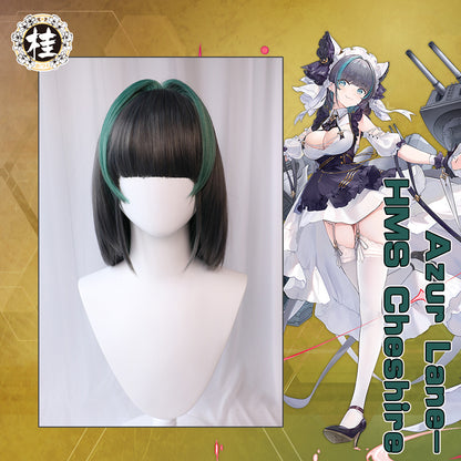 Uwowo Game Azur Lane Royal Navy HMS Cheshire Cosplay Wig 35CM Gray and Green Wig - Uwowo Cosplay