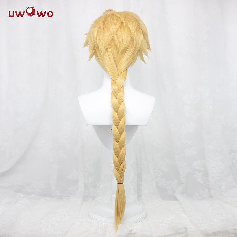 Uwowo Genshin Impact Male Traveler Cosplay Wig 90cm Gold Braided Hair Aether/Sora/Gong/空 - Uwowo Cosplay