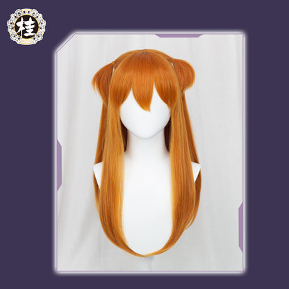 【Pre-sale】Uwowo Game Anime Character evangelionl Wig 60CM Orange Brown Long Double Ponytail Cosplay Asukaa Wig - Uwowo Cosplay