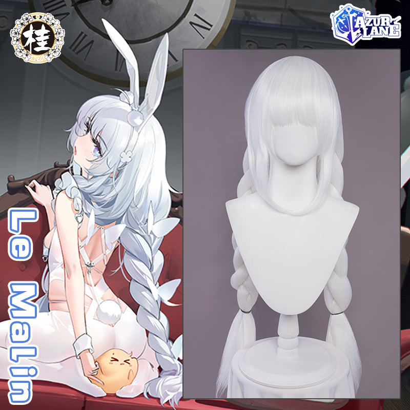 Uwowo Game Azur Lane Le Malin Rabbit Bunny Cosplay Wig 80cm White Long braided - Uwowo Cosplay