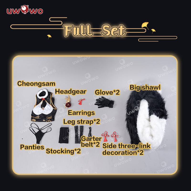 【Pre-sale】Uwowo Genshin Impact Fanart: Shenhe Qipao Chinese Dress Fur Cosplay Costumes - Uwowo Cosplay