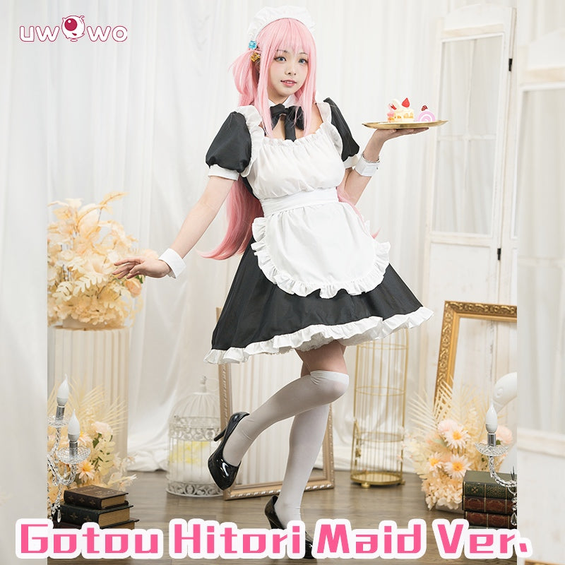 【In Stock】UWOWO Gotou Hitori Cosplay Costume Bocchi The Rock Maid Gotou Hitori Costume Cosplay Suit Full Outfit Maid Dress