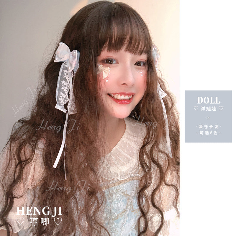 Hengji Lolita Wig Doll Chocolate-Vine-Gold-Linen gray-Black-Blue 55cm Long curly wig Synthetic Heat Resistant Fiber - Uwowo Cosplay