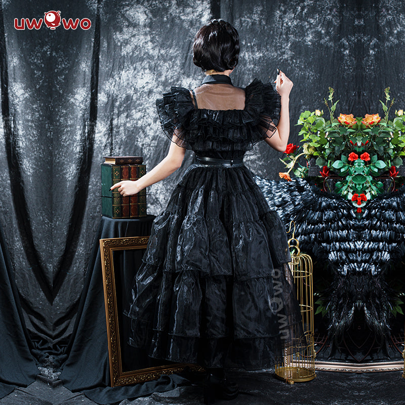 Restyle - WEDNESDAY DRESS - with big, black collar / gothic, darkwear,  party