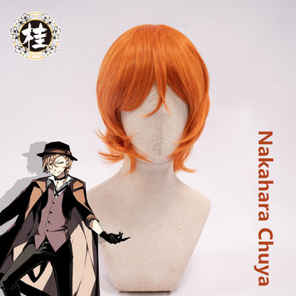 UWOWO Anime Bungou Stray Dogs Nakahara Chuya Cosplay Wig 50cm Curly Dirty Orange Hair - Uwowo Cosplay