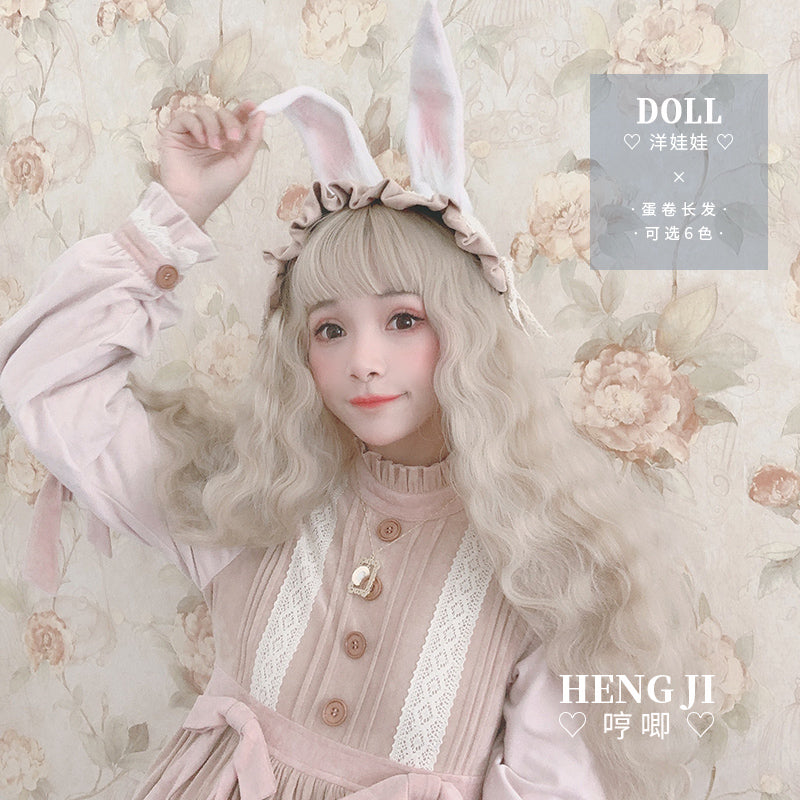Hengji Lolita Wig Doll Chocolate-Vine-Gold-Linen gray-Black-Blue 55cm Long curly wig Synthetic Heat Resistant Fiber - Uwowo Cosplay