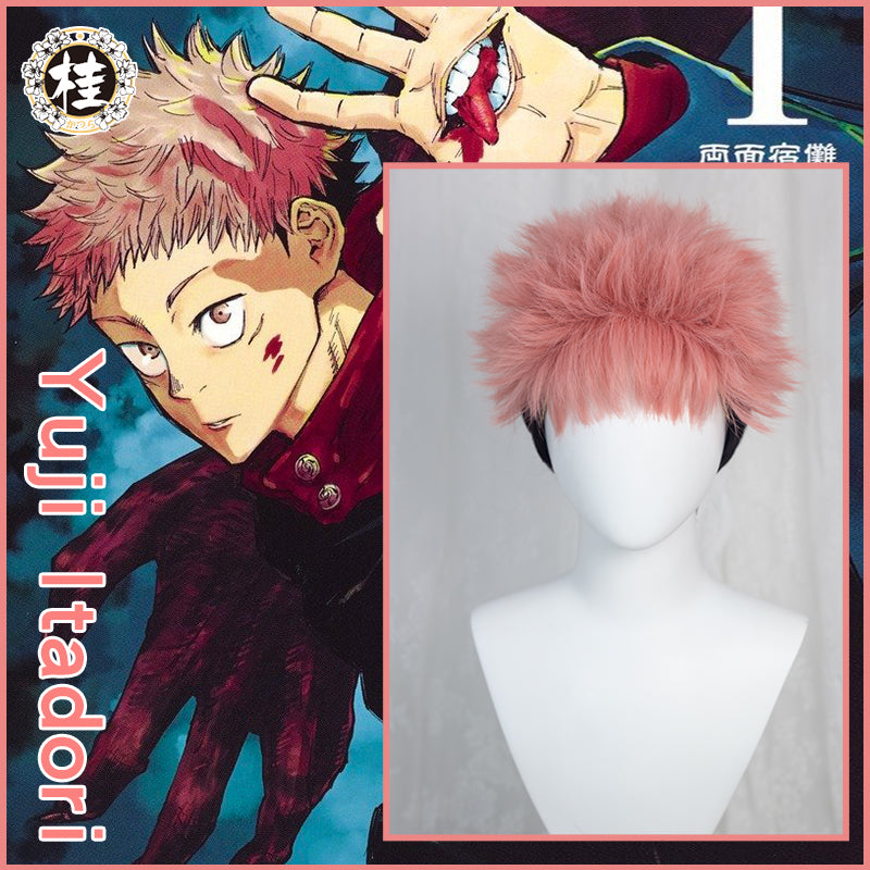 Uwowo Jujutsu Kaisen Yuji Itadori Cosplay Wig 28cm Pinkandblack Short Ha Uwowo Cosplay 4609