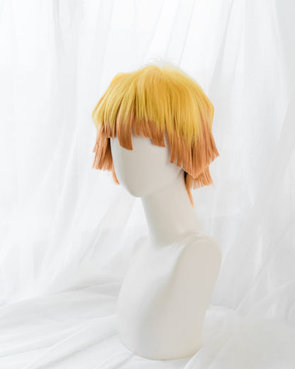 Uwowo Demon Slayer: Kimetsu no Yaiba Agatsuma Zenitsu Cosplay Wig 25cm Short Yellow Orange Gradient Demon Slaying Corps Wig - Uwowo Cosplay