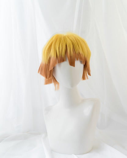 Uwowo Demon Slayer: Kimetsu no Yaiba Agatsuma Zenitsu Cosplay Wig 25cm Short Yellow Orange Gradient Demon Slaying Corps Wig - Uwowo Cosplay