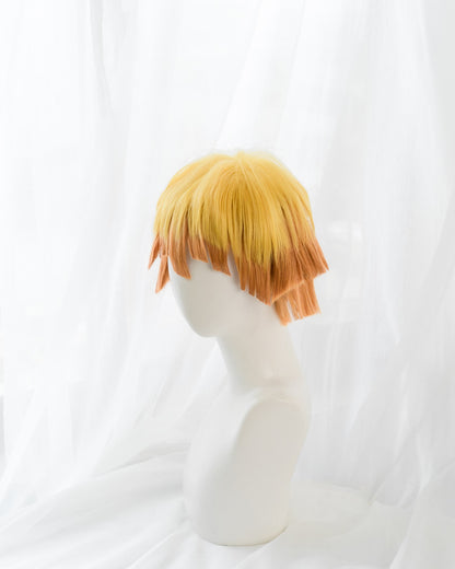 Uwowo Demon Slayer: Kimetsu no Yaiba Agatsuma Zenitsu Cosplay Wig 25cm Short Yellow Orange Gradient Demon Slaying Corps Wig - Uwowo Cosplay