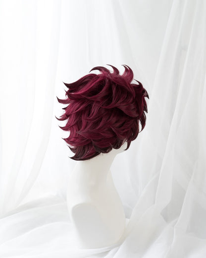 Uwowo Demon Slayer: Kimetsu no Yaiba Kamado Tanjiro Cosplay Wig Demon Slaying Corps Uniform Wig 25cm Short Wine Red Wig - Uwowo Cosplay