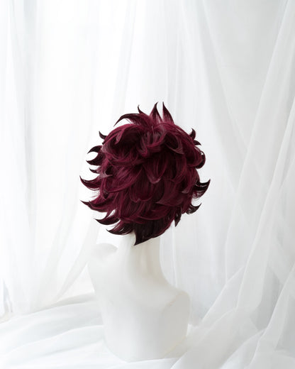 Uwowo Demon Slayer: Kimetsu no Yaiba Kamado Tanjiro Cosplay Wig Demon Slaying Corps Uniform Wig 25cm Short Wine Red Wig - Uwowo Cosplay