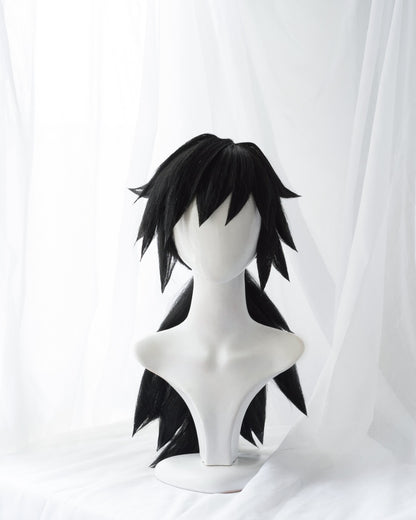 Uwowo Demon Slayer: Kimetsu no Yaiba Tomioka Giyuu Cosplay Wig 62cm Black Wig Demon Slaying Corps - Uwowo Cosplay