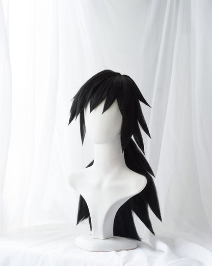 Uwowo Demon Slayer: Kimetsu no Yaiba Tomioka Giyuu Cosplay Wig 62cm Black Wig Demon Slaying Corps - Uwowo Cosplay