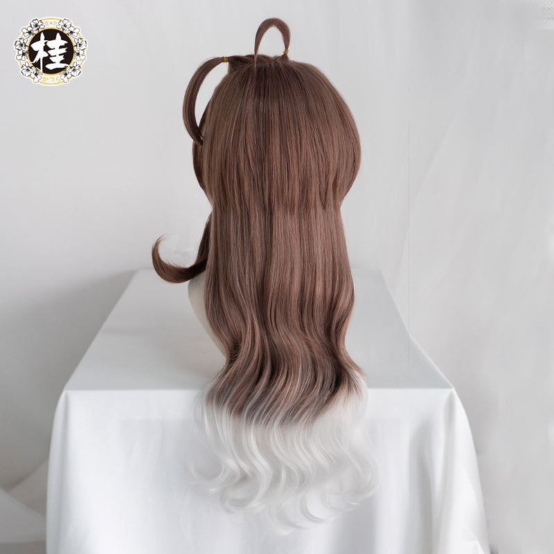 【Pre-sale】UWOWO Game Arknights Eyjafjalla Cosplay Wig 80cm Brown Silver Gray Gradient Wavy Hair Cosplay Wig - Uwowo Cosplay