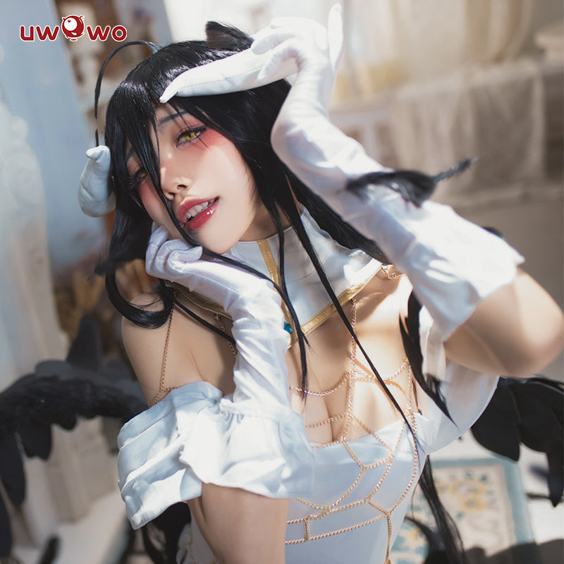 UWOWO Albedo Cosplay Anime Overlord White Dress Costume Uwowo