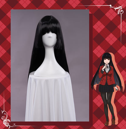 【Pre-sale】Uwowo Anime Kakegurui Jabami Yumeko Cosplay Wig 80cm Around Long Black Hair - Uwowo Cosplay